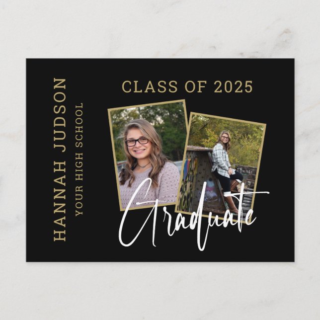 Class Of 2026 Script Photo Graduation Announcement Postcard (Front)