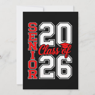 Class Of 2026 Senior 26 Red Graduation Graduate Invitation