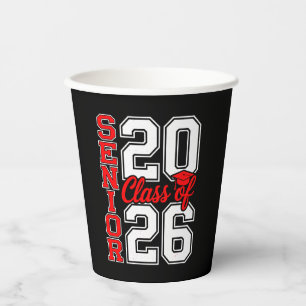 Class Of 2026 Senior 26 Red Graduation Graduate Paper Cups