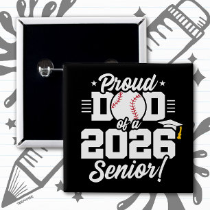Class of 2026 Senior Baseball Dad Son Daughter 15 Cm Square Badge
