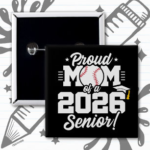 Class of 2026 Senior Baseball Mom Son Daughter 15 Cm Square Badge