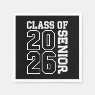 Class Of 2026 Senior Black And White Graduation Napkin