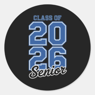 Class Of 2026 Senior Blue Graduation Graduate Classic Round Sticker