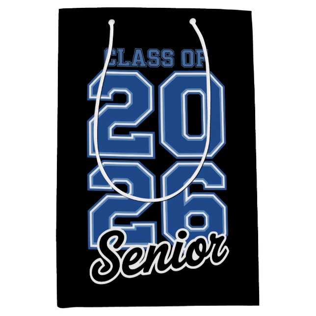 Class Of 2026 Senior Blue Graduation Graduate Medium Gift Bag (Front)
