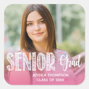 Class of 2026 Senior Grad Photo Graduation Party Square Sticker