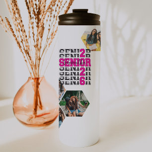 Class of 2026 Senior Photo Collage Monogram Thermal Tumbler