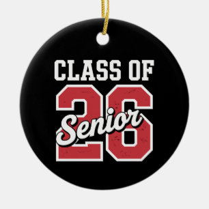 Class Of 2026 Senior Red Graduation 26 Graduate Ceramic Ornament
