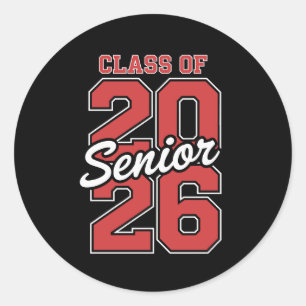 Class Of 2026 Senior Red Graduation 26 Graduate Classic Round Sticker
