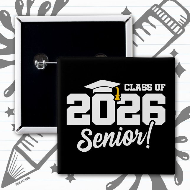 Class of 2026 Senior Varsity Graduation Fun Quote 15 Cm Square Badge (Creator Uploaded)