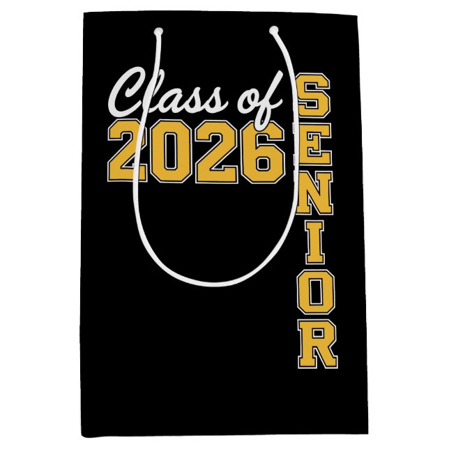 Class Of 2026 Senior Yellow Graduation Graduate Medium Gift Bag (Front)
