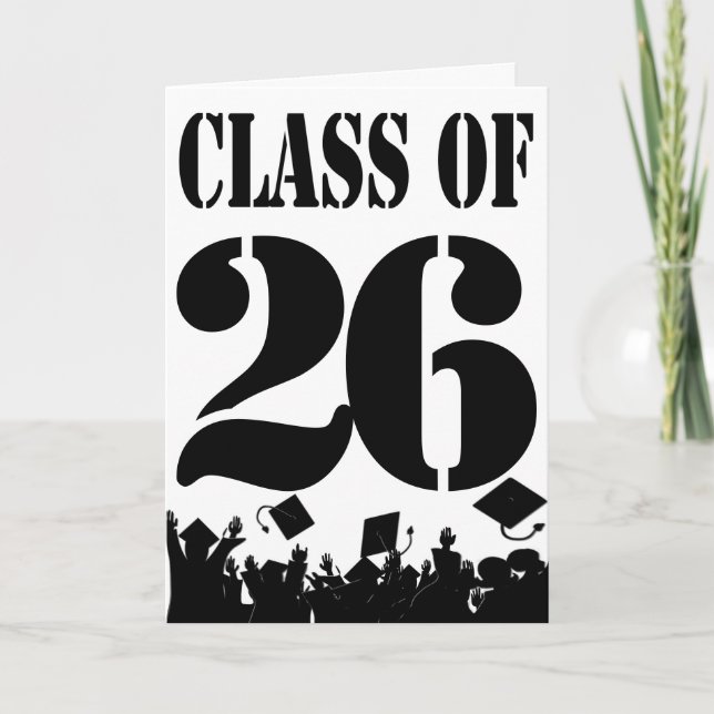 Class of 2026 Silhouette Tossing Caps Invitation (Front)