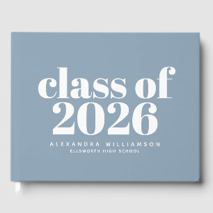Class of 2026 Simple Dusty Blue Personalised Guest Book
