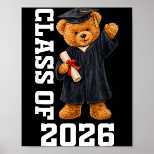 Class of 2026 teddy bear senior graduation day poster