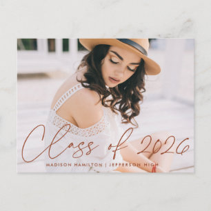Class of 2026 Terracotta Script Graduation Party Invitation Postcard