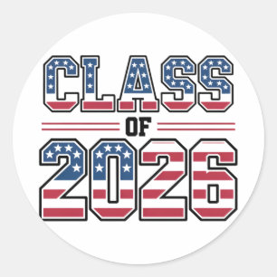 Class of 2026 USA Flag Graduation Classic Round Sticker