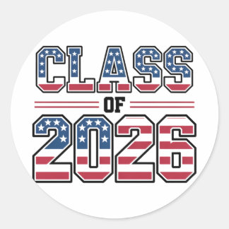 Class of 2026 USA Flag Graduation Classic Round Sticker