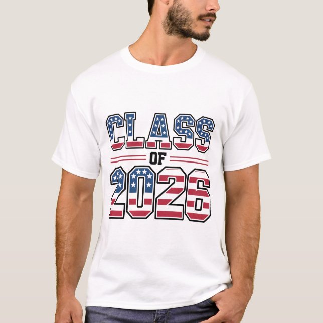 Class of 2026 USA Flag Graduation T-Shirt (Front)