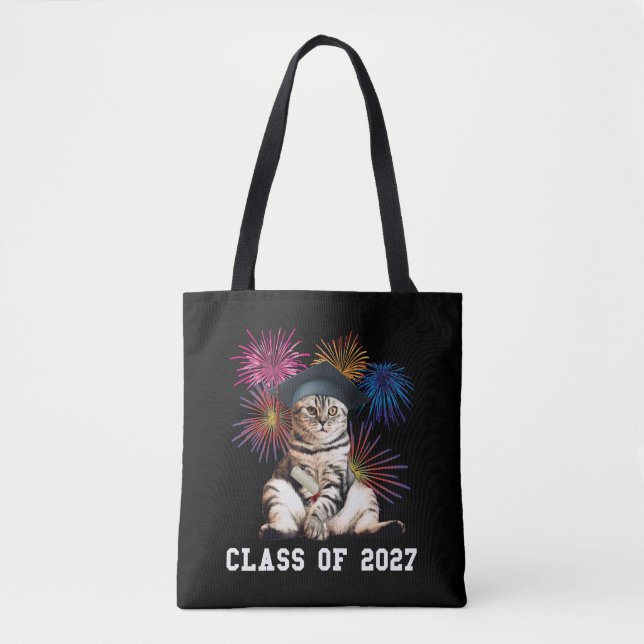 Class of 2027 Cat Lover Tote Bag (Front)