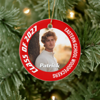 Class of 2027 Customisable School Senior Photo Ceramic Ornament
