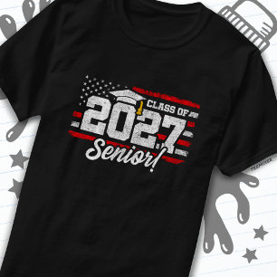 Class of 2027 Graduation American Flag Senior 2027 T-Shirt