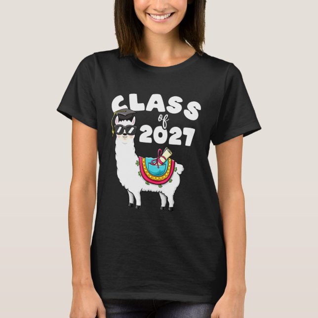 Class Of 2027 Llama First Day Of 5th Grade Tee Gro (Front)