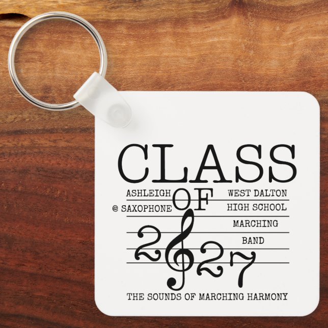 Class of 2027 Marching Band Graduate Inspirational Key Ring (Front)