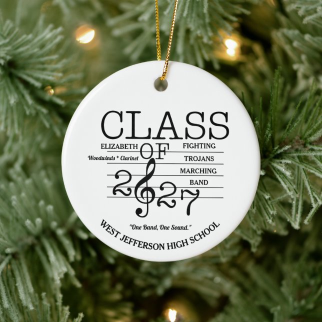 Class of 2027 Marching Band Music Ceramic Ornament (Tree)