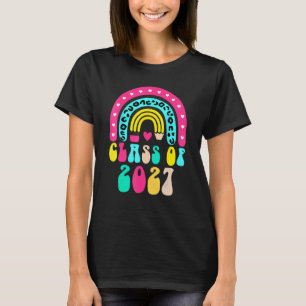 Class Of 2027 Rainbow Leopard Back To School Gradu T-Shirt