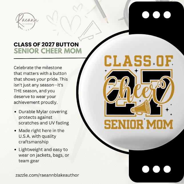 Class of 2027 Senior Cheer Mum Button (Creator Uploaded)