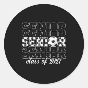 Class of 2027 soccer senior graduation classic round sticker
