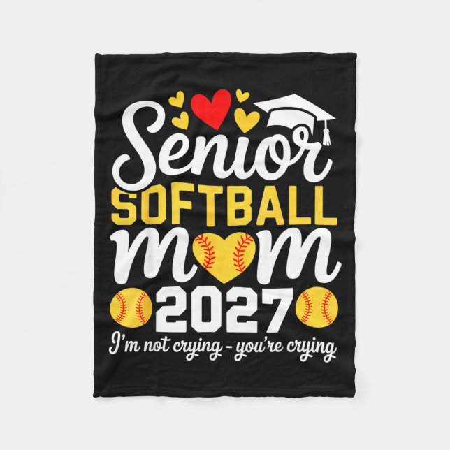 Class of 2027 softball mum senior graduation fleece blanket (Front)