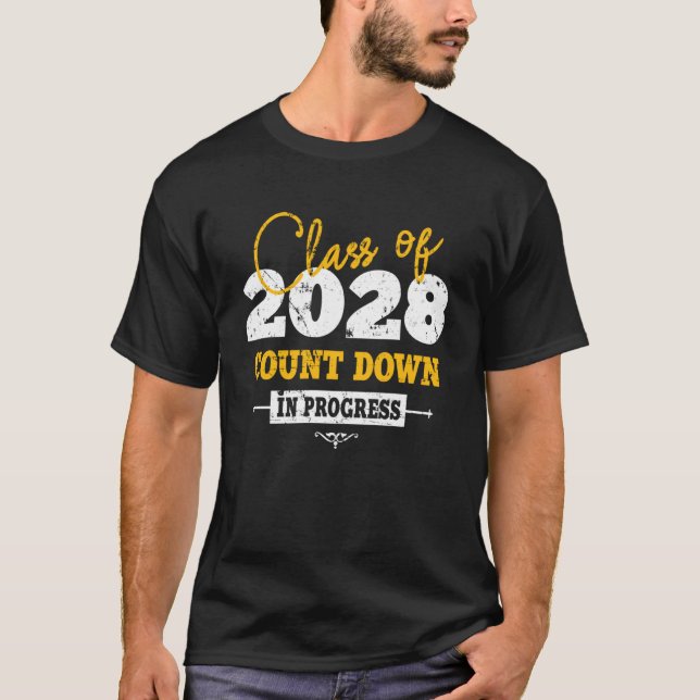 Class Of 2028 Count Down  Grad 2023 First Day 8th  T-Shirt (Front)