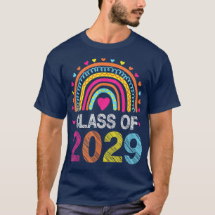 Class Of 2029 Rainbow Pink Graduate Preschool Kind T-Shirt