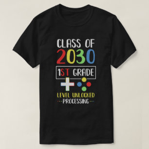 Class Of 2030 1st Grade Level Unlock Gaming Back G T-Shirt