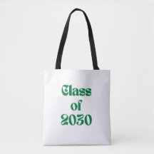 Class of 2030 College Tote Bag, Green Preppy Class