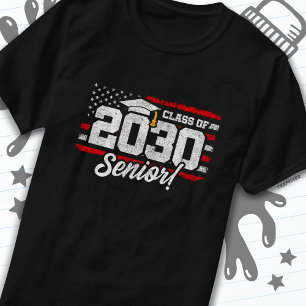 Class of 2030 Graduation American Flag Senior 2030 T-Shirt