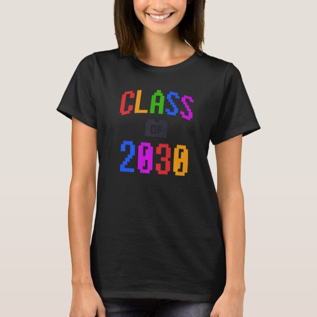 Class Of 2030 Kids Bricks Toy Fifth Grade School 5 T-Shirt (Front)