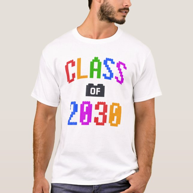 CLASS Of 2030 Kids Bricks Toy Fourth Grade School T-Shirt (Front)