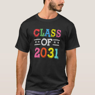 Class Of 2031 Kindergarten Pre K Grow With Me Grad T-Shirt