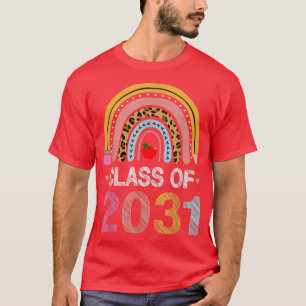 Class Of 2031 Rainbow Leopard Graduate PreK Kinder T-Shirt