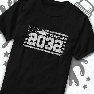Class of 2032 Graduation American Flag Senior 2032 T-Shirt