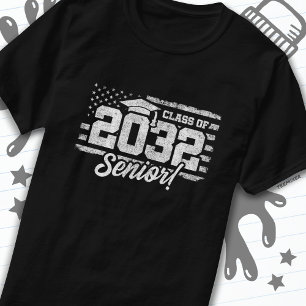 Class of 2032 Graduation American Flag Senior 2032 T-Shirt