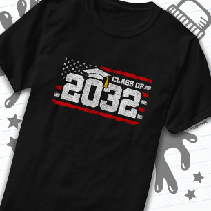 Class of 2032 Graduation American Flag Senior 2032 T-Shirt