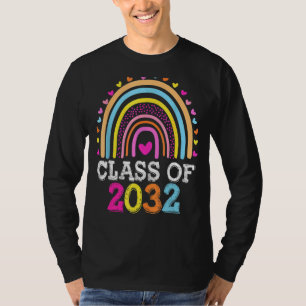 Class Of 2032 Rainbow Grow With Me Graduation Day T-Shirt