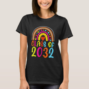 Class Of 2032 Rainbow Pink Graduate Preschool Kind T-Shirt