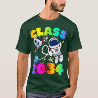 Class of 2034 Astronaut Grow With Me Kindergarten T-Shirt