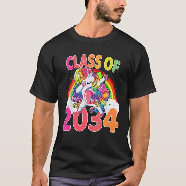 Class Of 2034 Dapping Unicorn Kindergarten Back To T-Shirt (Front)