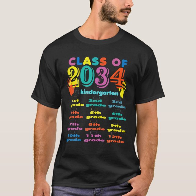 Class Of 2034 Graduate Kindergarten 2021 Grow With T-Shirt (Front)