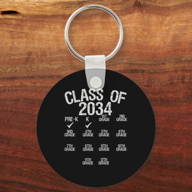 Class Of 2034 Grow With Me Graduation k Class Gift Key Ring (Front)