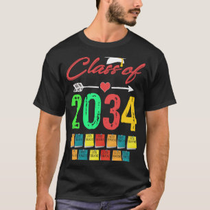 Class of 2034 Grow With Me Handprint Pre K Graduat T-Shirt